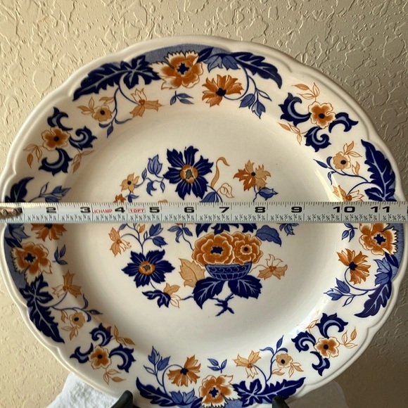 Atkins Ming Flower: Floral Blue & Cream Dinner Plate - Picture 10 of 15